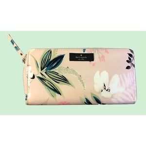 Kate Spade Pink Daycation Botanical Neda Zip Around Wallet